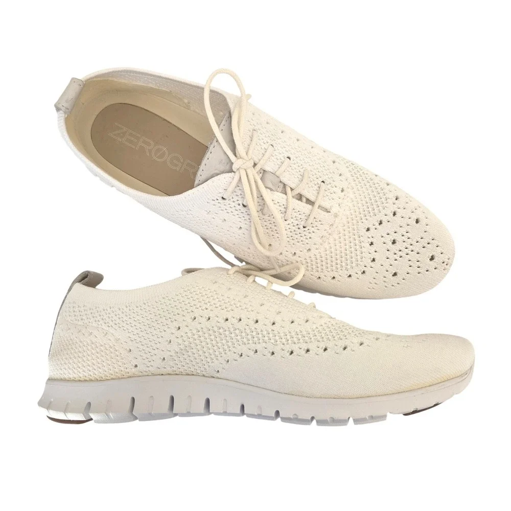 Cole Haan Zerogrand Stitchlite White Knit Wingtip Oxford Sneakers W06731 W 9.5B